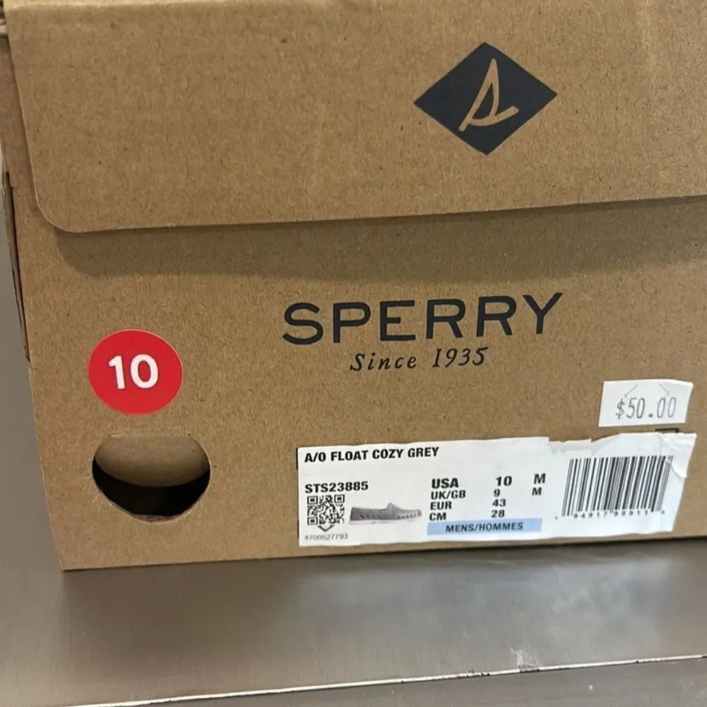 Sperry‎ Top-Sider Float Cozy Faux-Fur Lined Boat Shoes Men's 10 GREY NWT